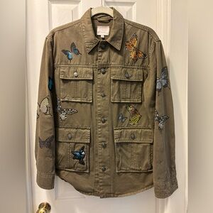 Cinq à Sept Swarovski Butterfly Embellished Utility Jacket XS/S